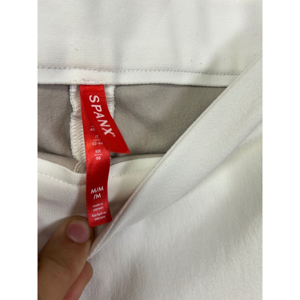 Professional Spanx Womens Medium White Stretch Twill Ankle Pull On Shaping Pants - Picture 4 of 11